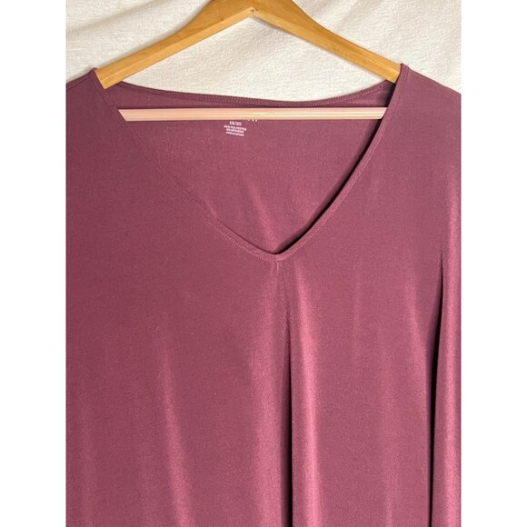 Lane Bryant Burgundy Bell 3/4 Sleeve V-Neck Blouse 18/20 Women Pullover Comfy - Picture 4 of 16